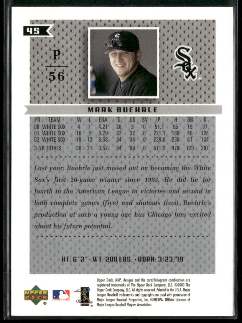 Mark Buehrle 2003 Upper Deck MVP #45 Chicago White Sox