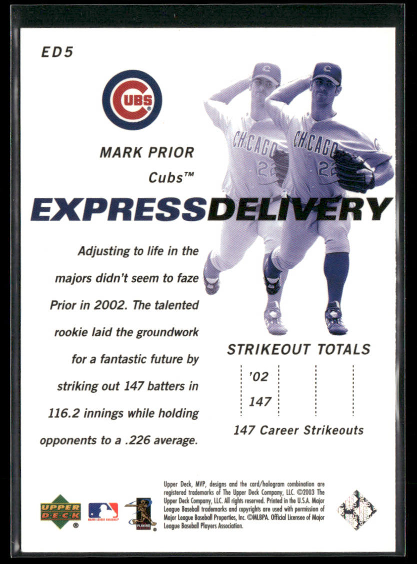 Mark Prior 2003 Upper Deck MVP Express Delivery #ED5 Chicago Cubs