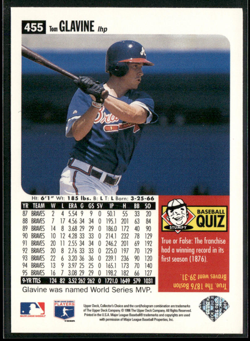 Tom Glavine 1996 Collector's Choice #455 Atlanta Braves