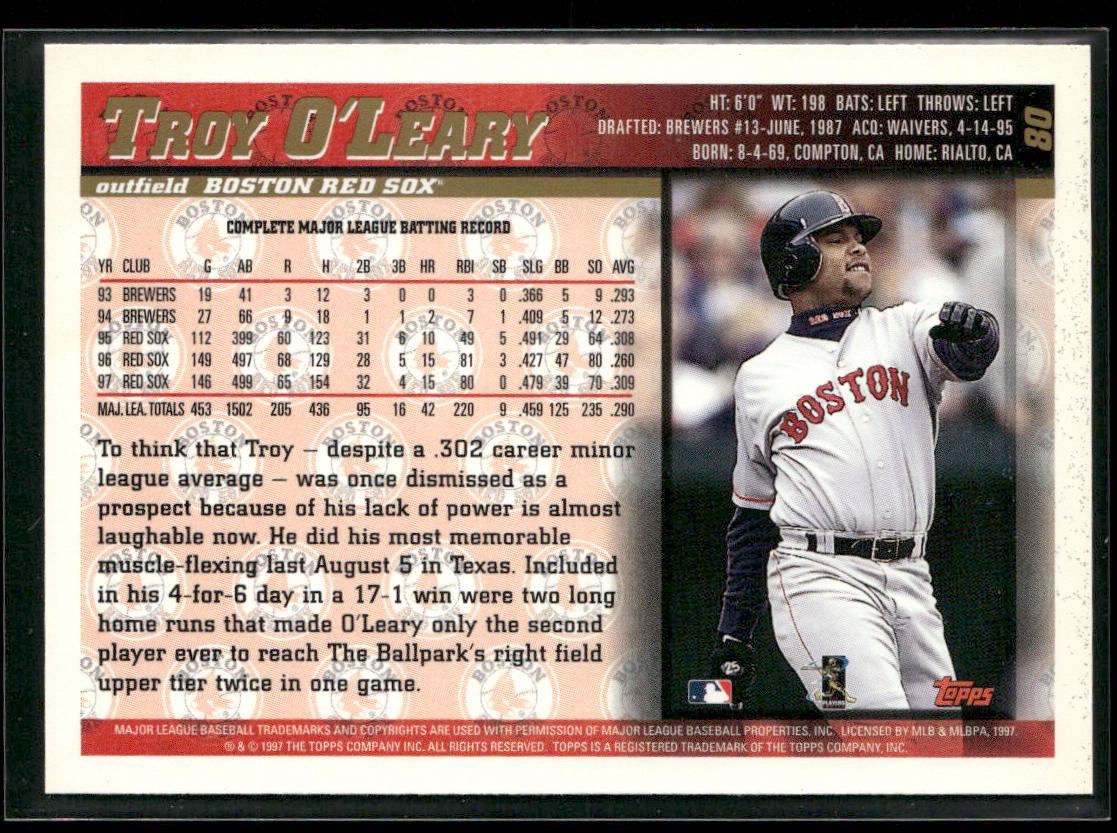 Troy O'Leary 1998 Topps #80 Boston Red Sox