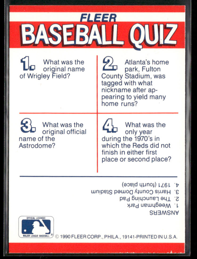 NL: Braves / Cubs / Reds / Astros 1990 Fleer Action Series Team Stickers #NNO