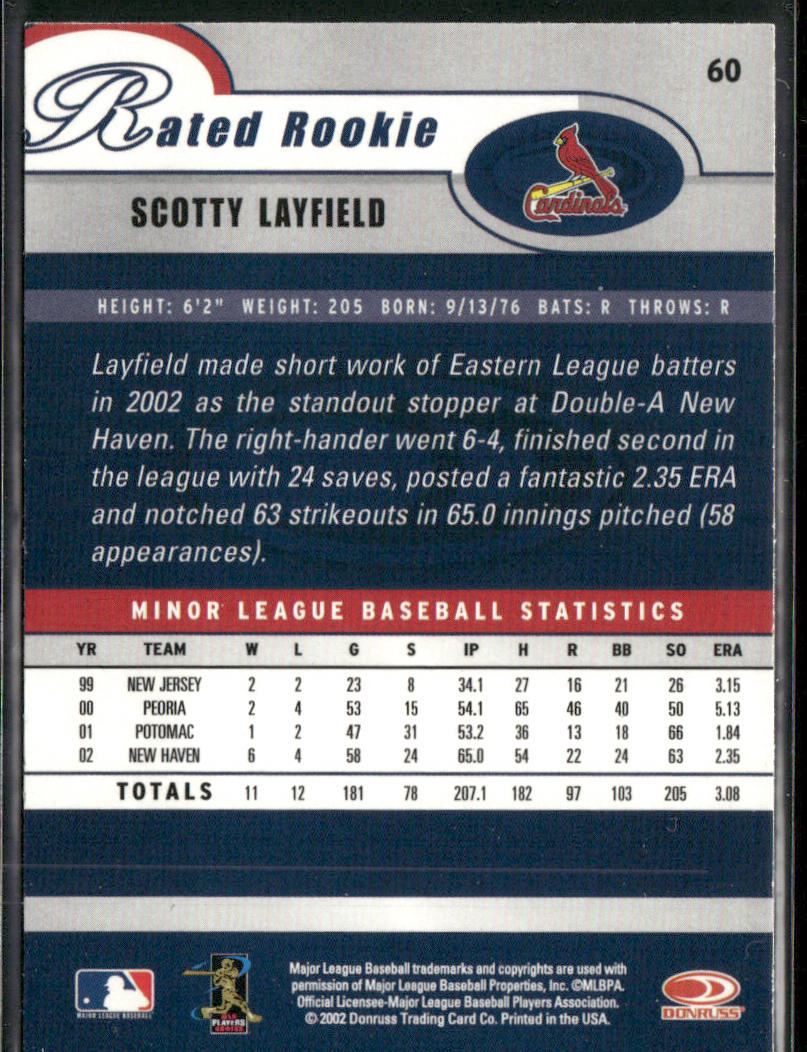 Scotty Layfield 2003 Donruss #60 St. Louis Cardinals