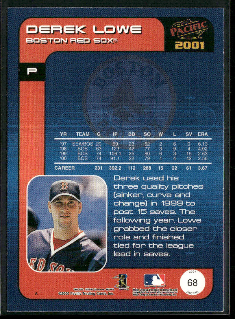 Derek Lowe 2001 Pacific #68 Boston Red Sox