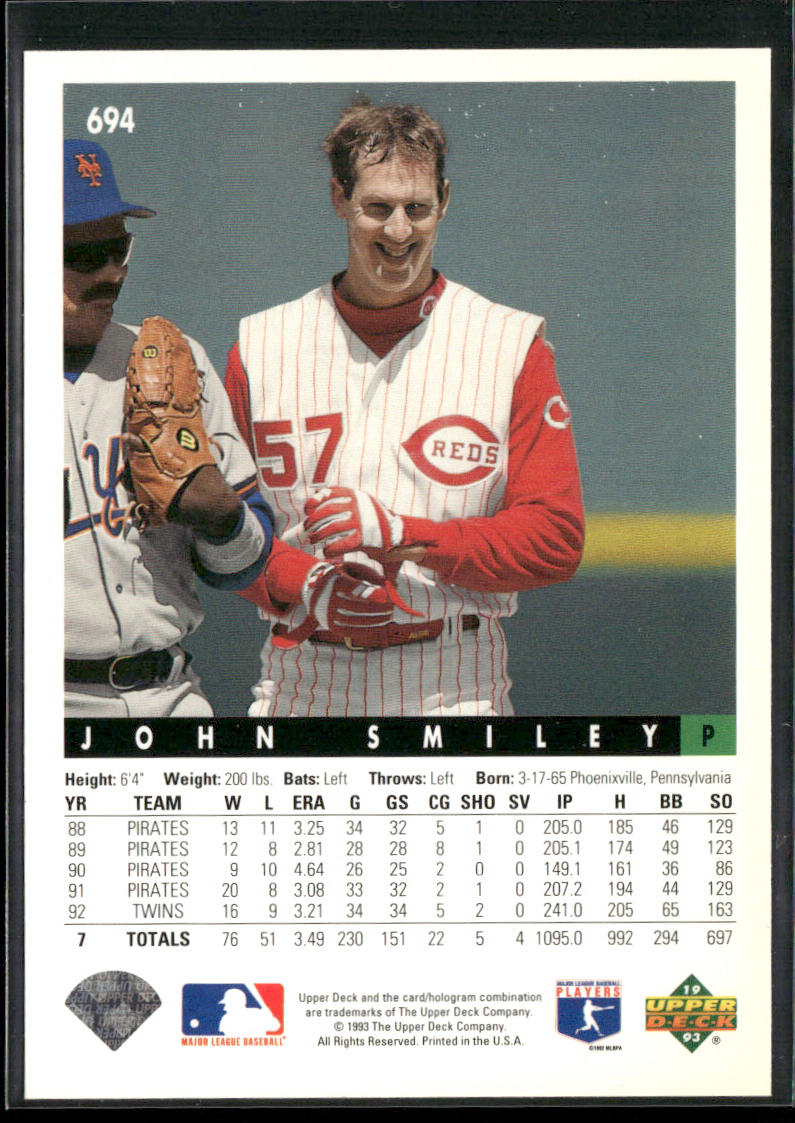 John Smiley 1993 Upper Deck #694 Cincinnati Reds