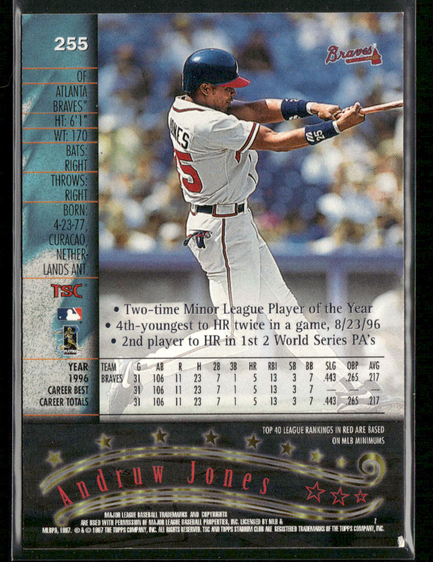 Andruw Jones 1997 Stadium Club #255 Atlanta Braves