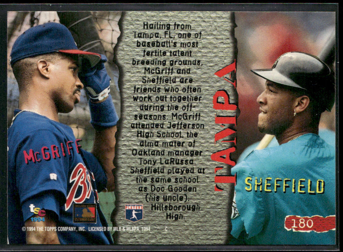 Gary Sheffield / Fred McGriff TALE 1994 Stadium Club Golden Rainbow #180