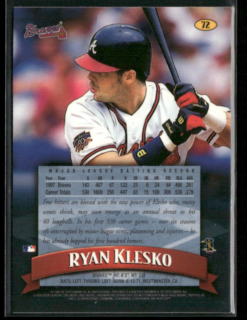 Ryan Klesko 1998 Finest #72 Atlanta Braves