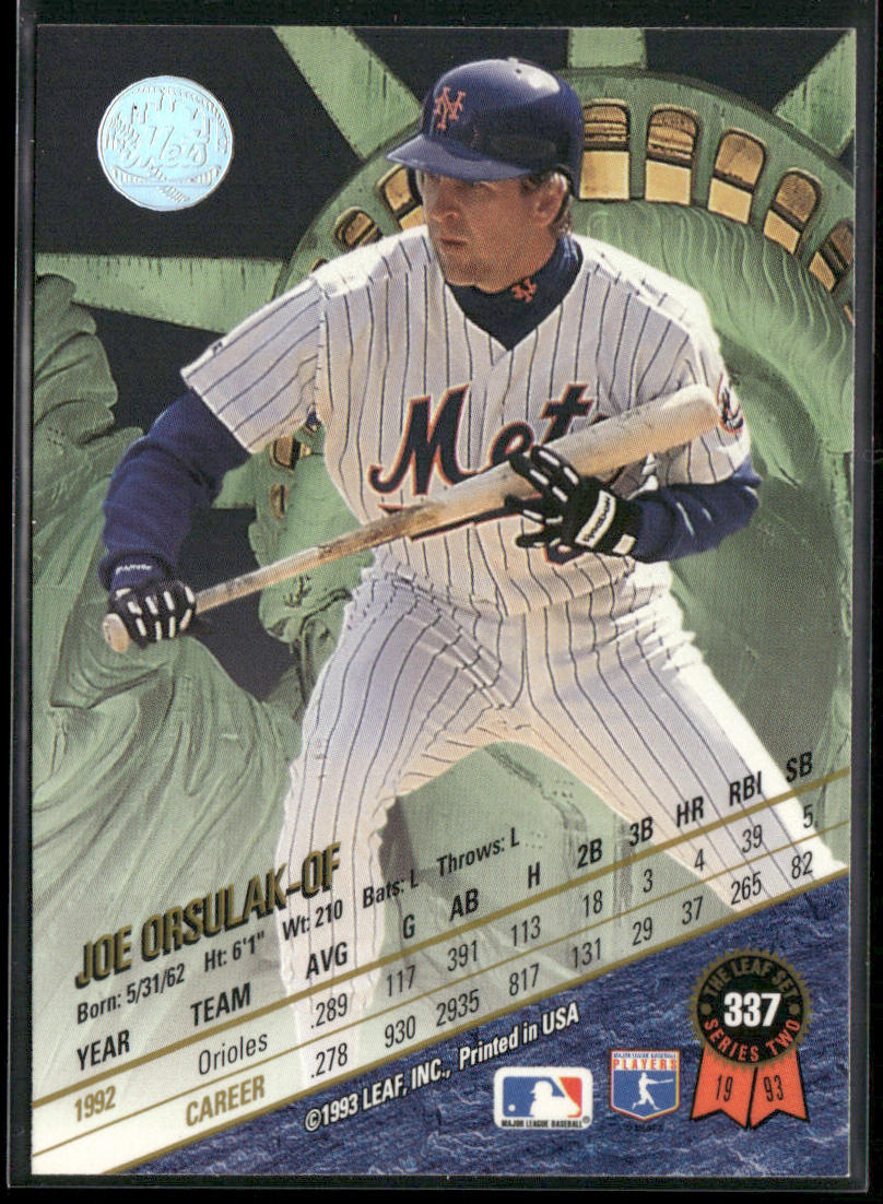 Joe Orsulak 1993 Leaf #337 New York Mets