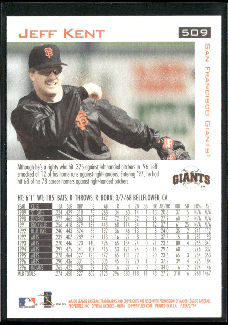 Jeff Kent 1997 Fleer #509 San Francisco Giants