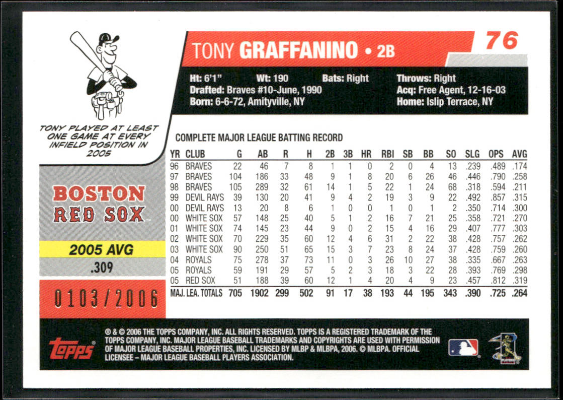 Tony Graffanino 2006 Topps Gold #76 SN Boston Red Sox