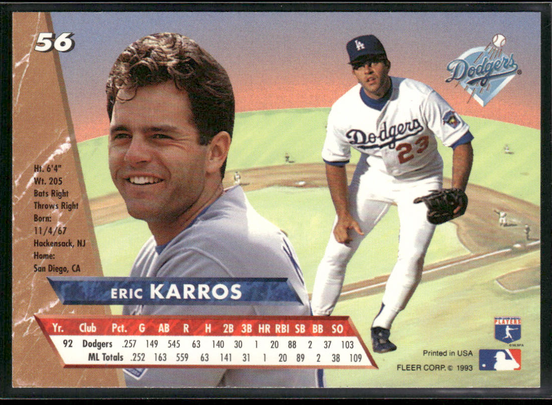 Eric Karros 1993 Ultra #56 Los Angeles Dodgers