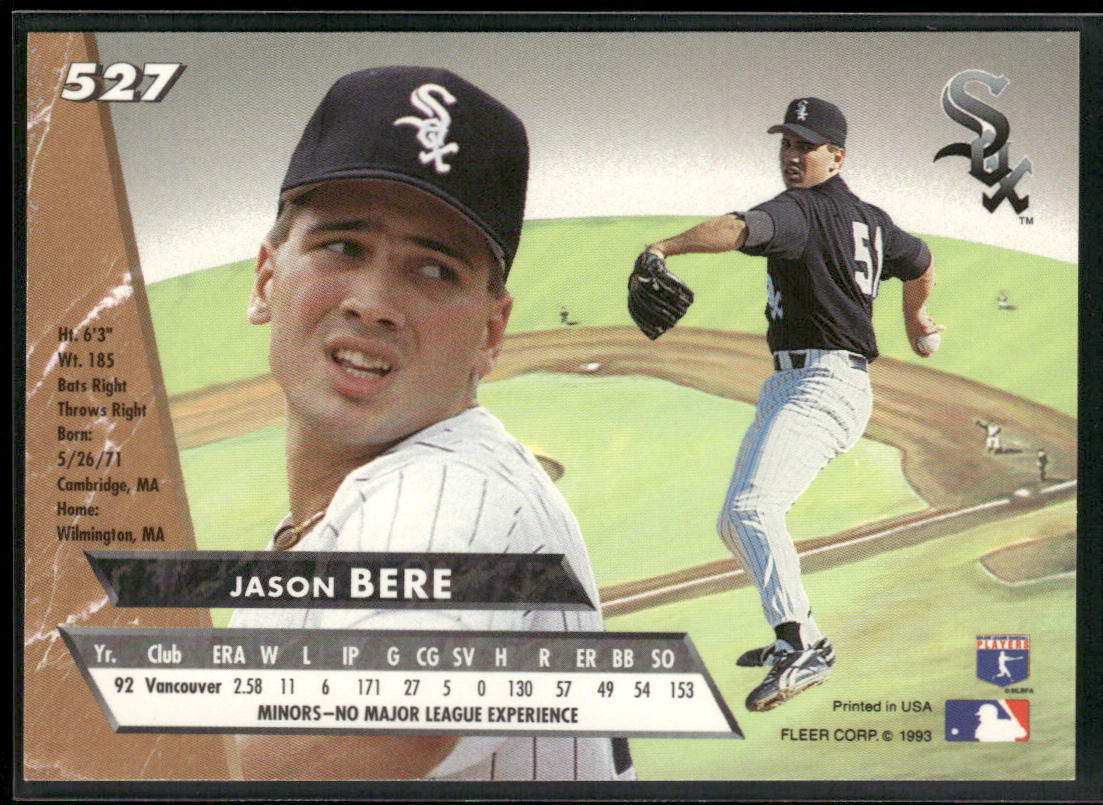 Jason Bere 1993 Ultra #527 Chicago White Sox