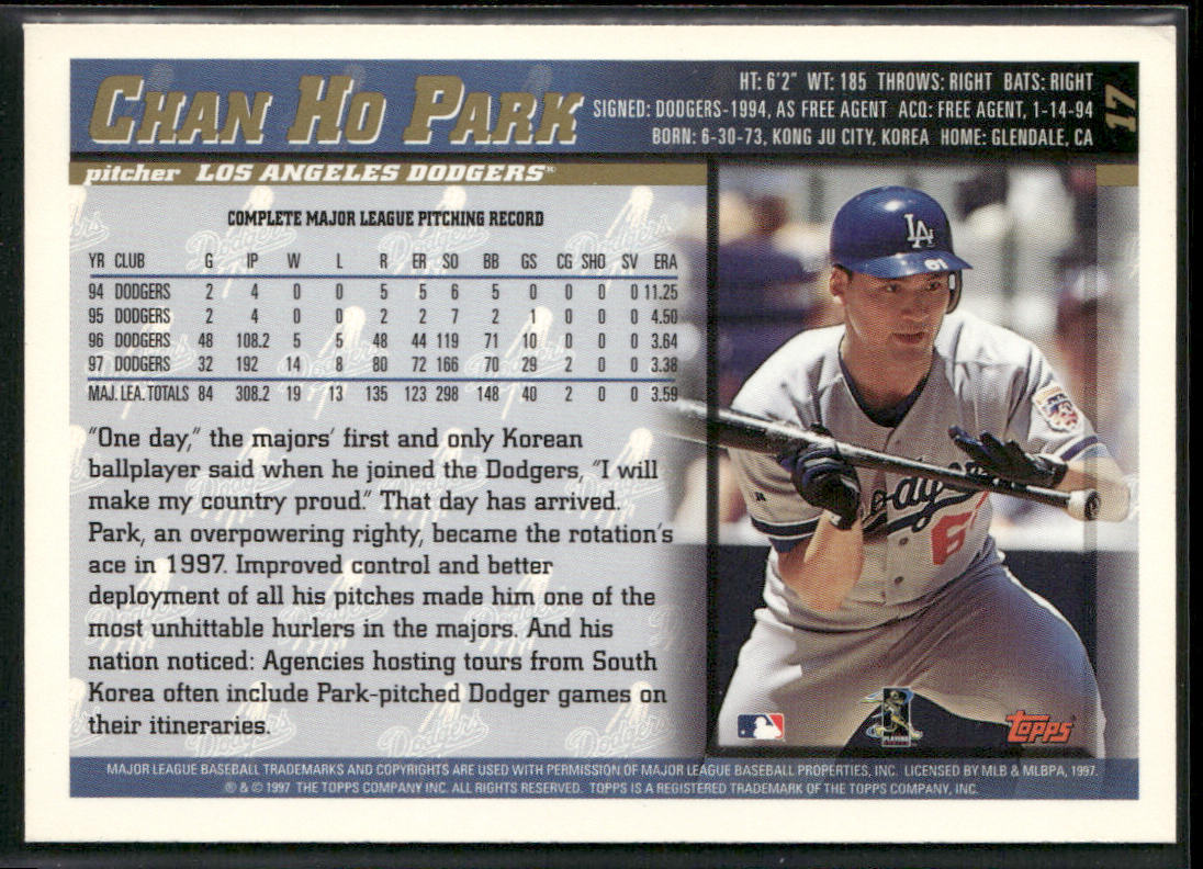 Chan Ho Park 1998 Topps #17 Los Angeles Dodgers