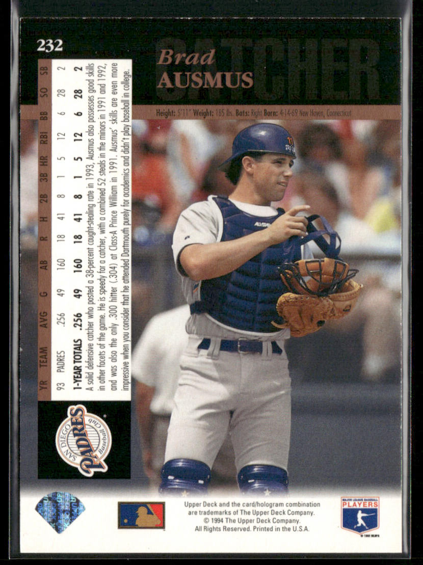 Brad Ausmus 1994 Upper Deck Electric Diamond #232 San Diego Padres