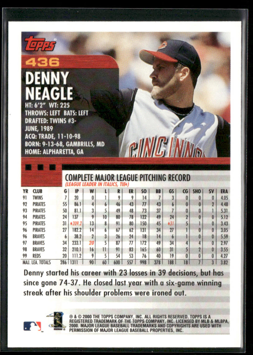 Denny Neagle 2000 Topps #436 Cincinnati Reds
