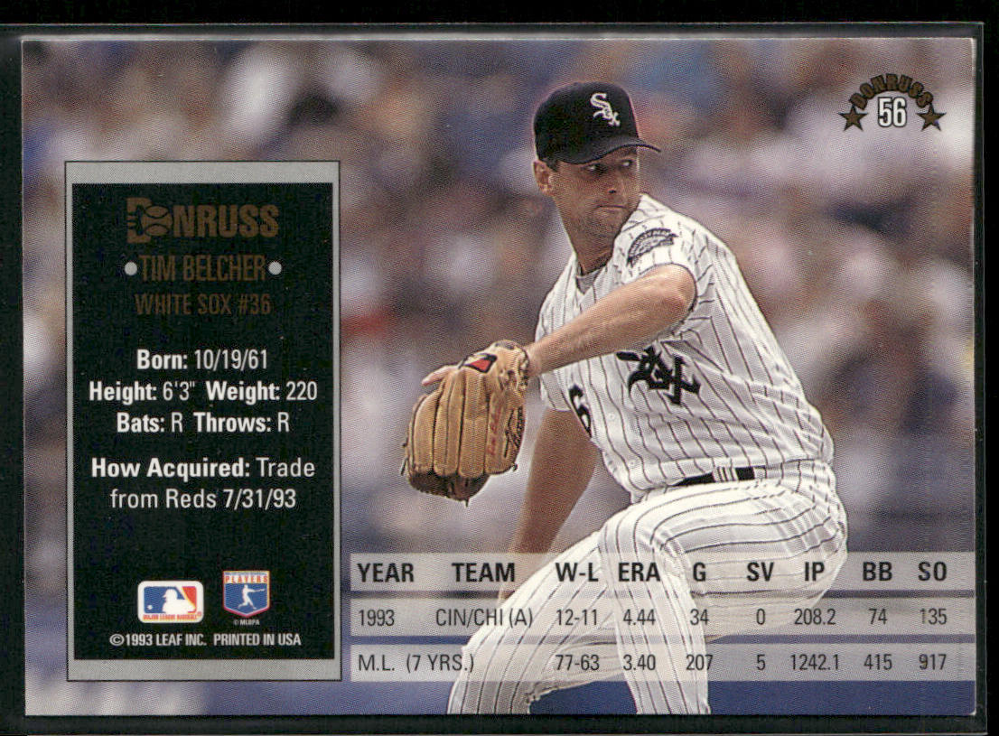 Tim Belcher 1994 Donruss #56 Chicago White Sox