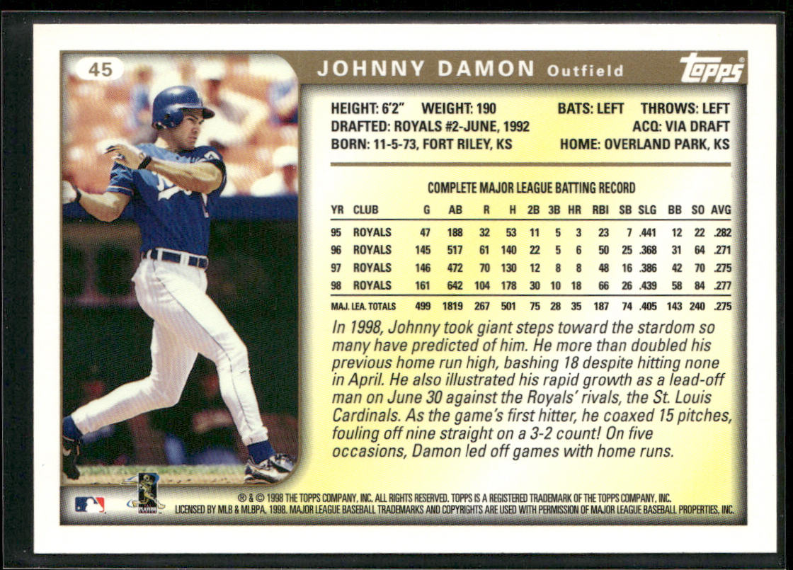 Johnny Damon 1999 Topps #45 Kansas City Royals