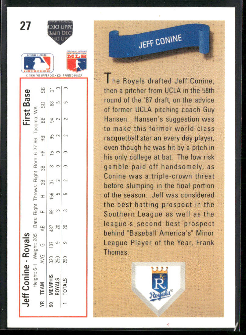 Jeff Conine 1991 Upper Deck #27 RC Kansas City Royals