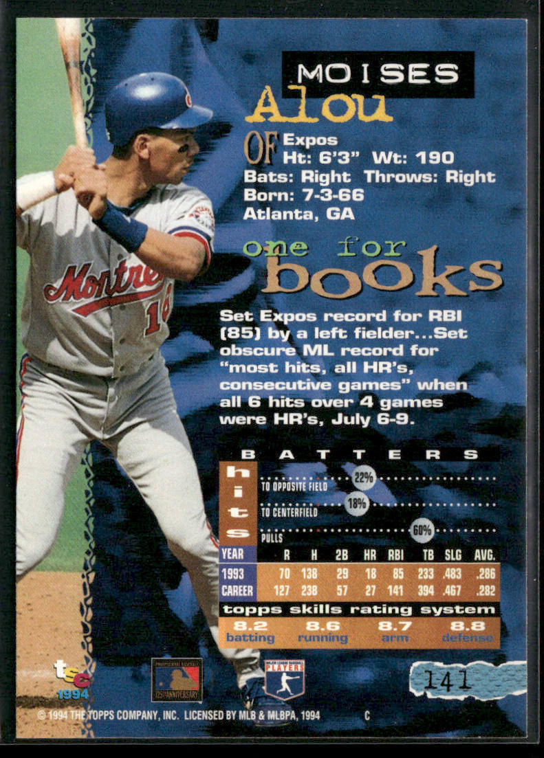 Moises Alou 1994 Stadium Club #141 Montreal Expos