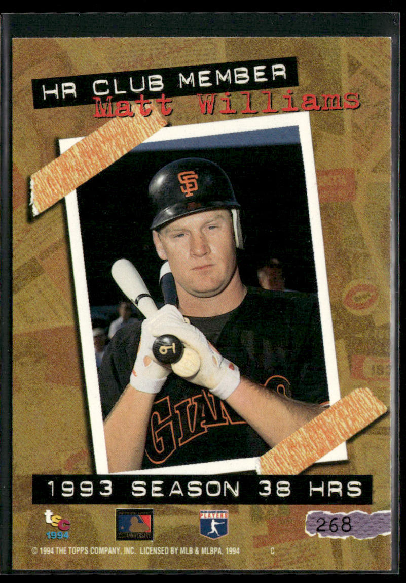 Matt Williams 1994 Stadium Club #268 San Francisco Giants