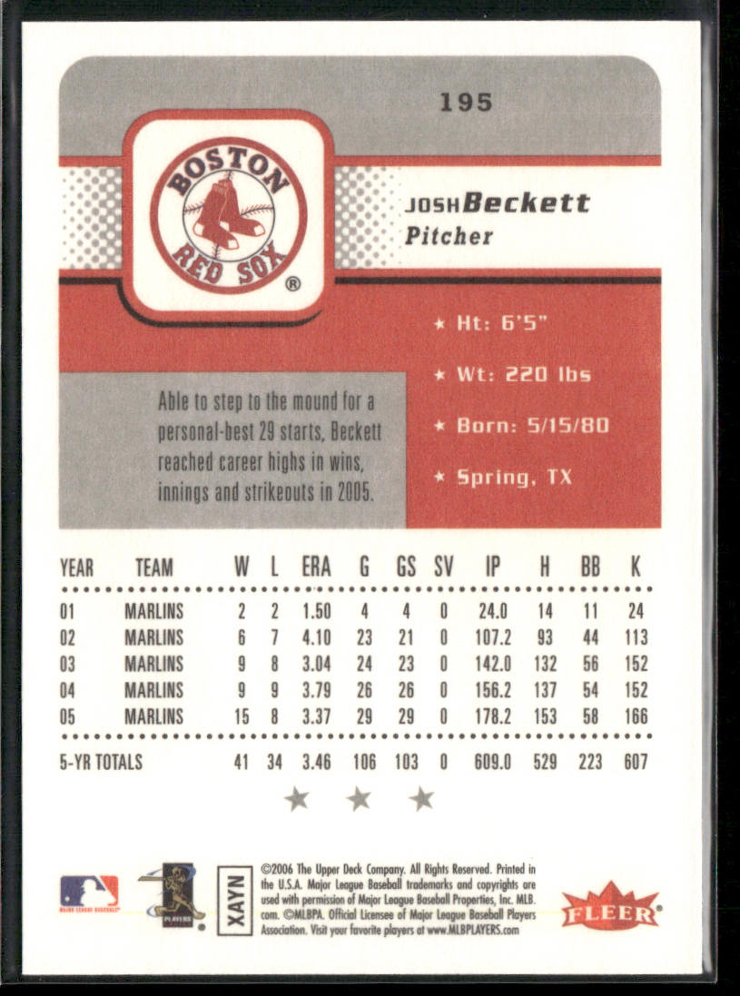 Josh Beckett 2006 Fleer #195 Boston Red Sox