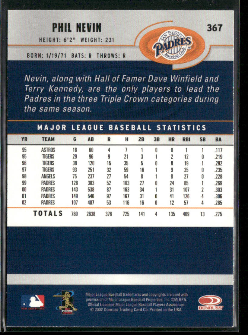 Phil Nevin 2003 Donruss #367 San Diego Padres