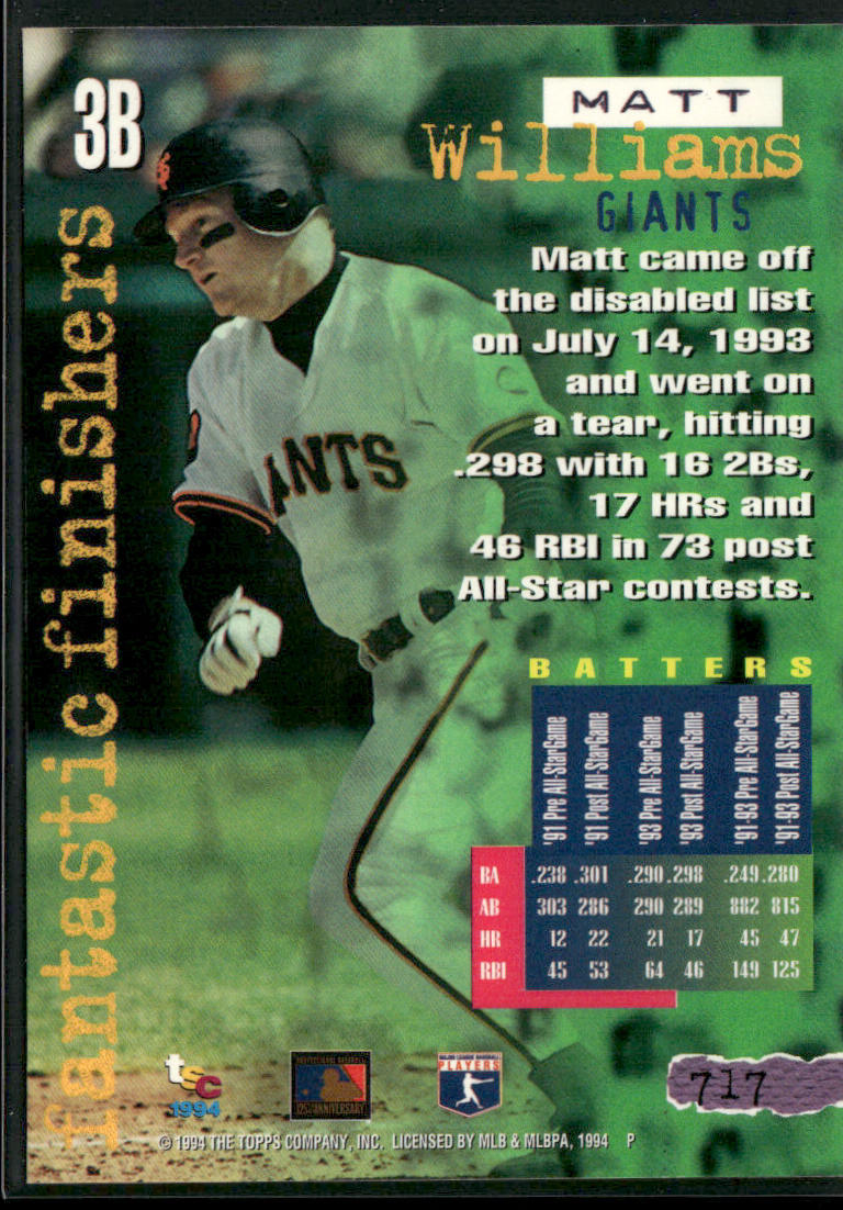 Matt Williams 1994 Stadium Club Golden Rainbow #717 San Francisco Giants