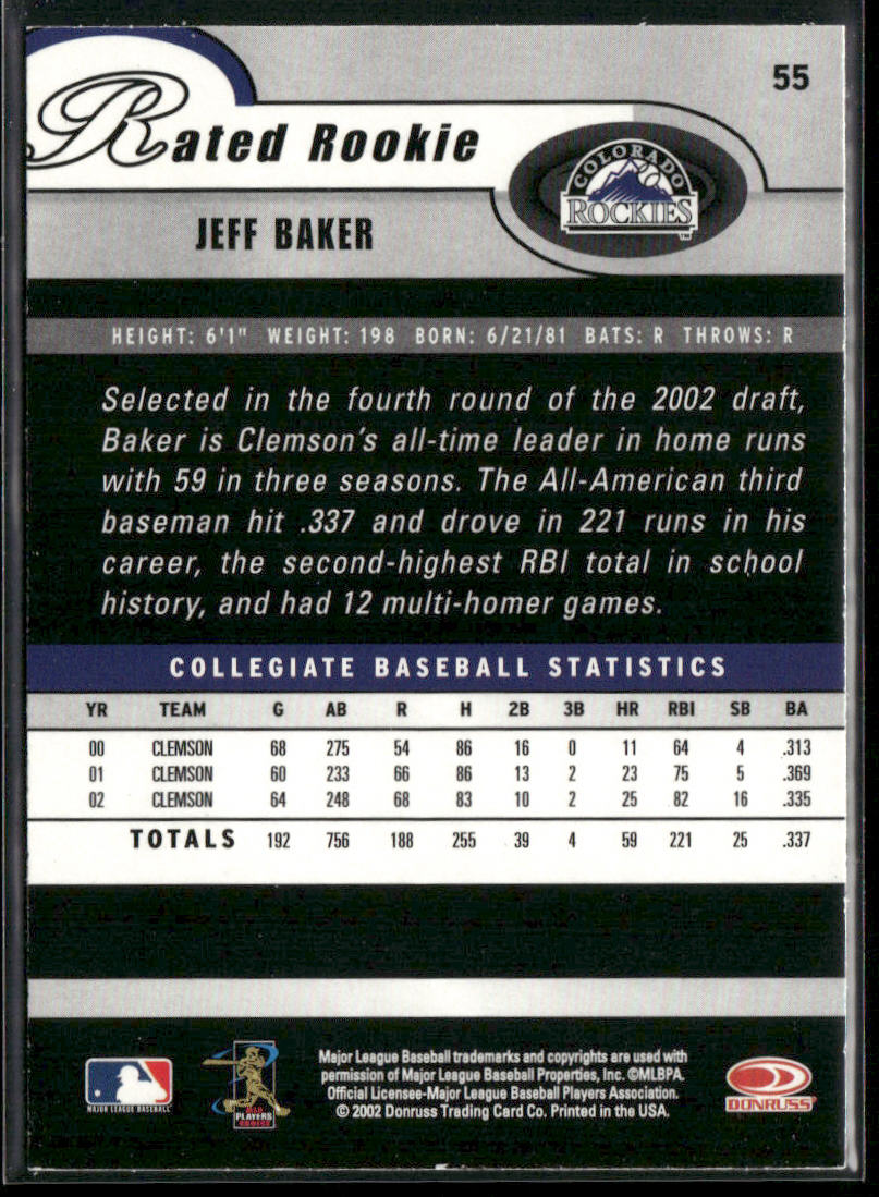 Jeff Baker 2003 Donruss #55 Colorado Rockies