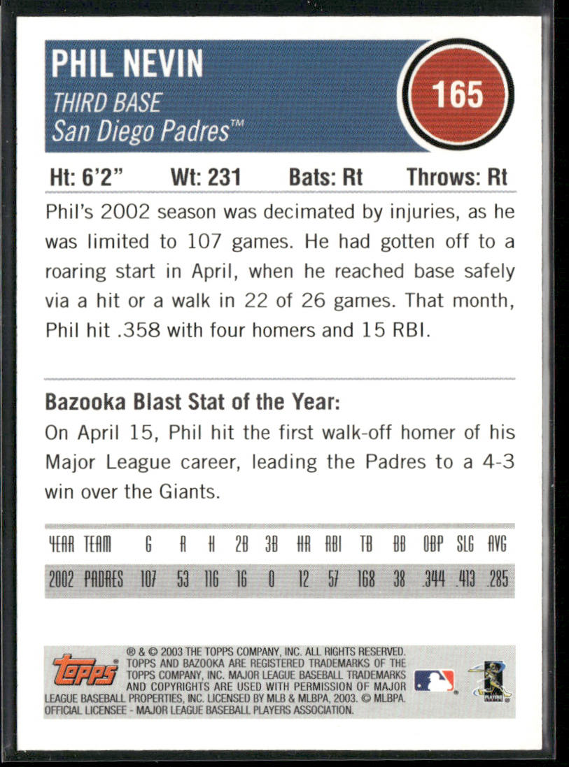 Phil Nevin 2003 Bazooka #165 San Diego Padres