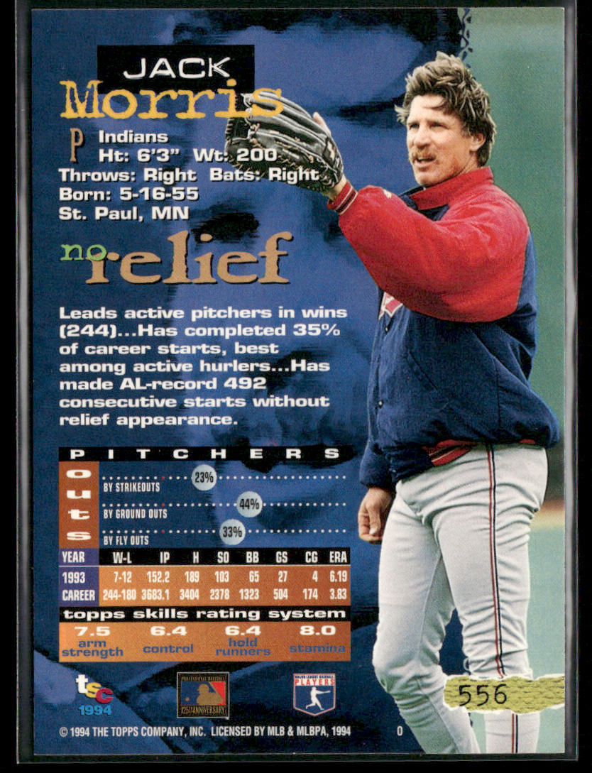 Jack Morris 1994 Stadium Club Golden Rainbow #556 Cleveland Indians