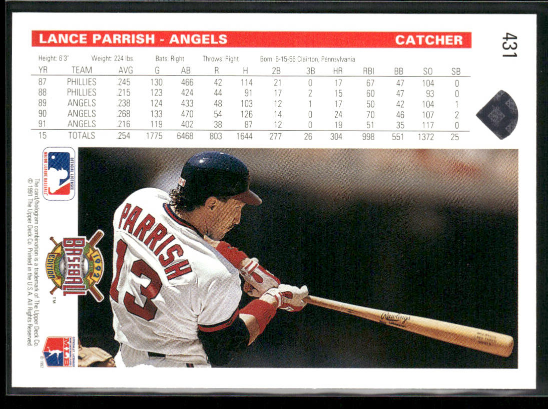 Lance Parrish 1992 Upper Deck #431 California Angels