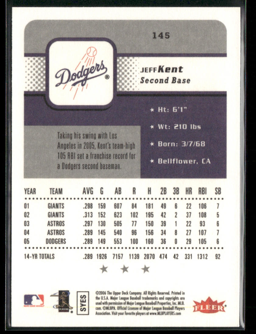 Jeff Kent 2006 Fleer #145 Los Angeles Dodgers