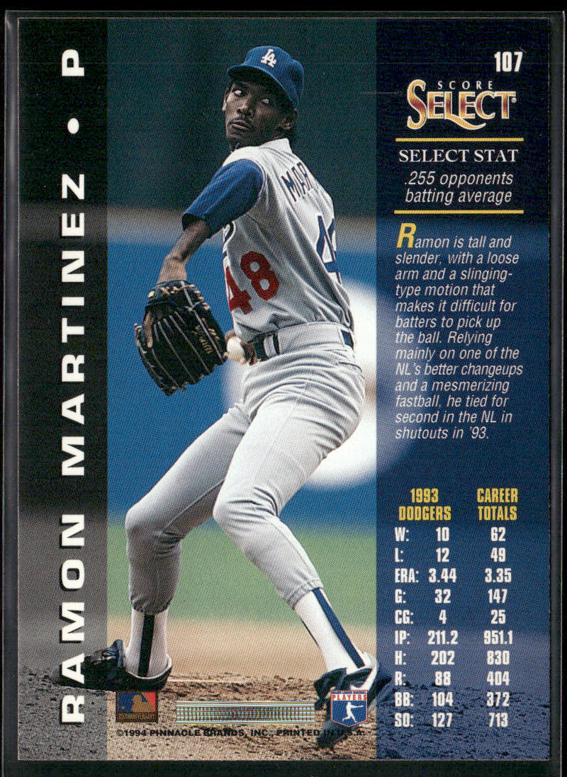 Ramon Martinez 1994 Select #107 Los Angeles Dodgers