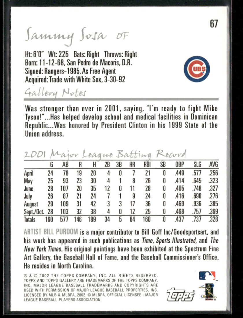 Sammy Sosa 2002 Topps Gallery #67 Chicago Cubs