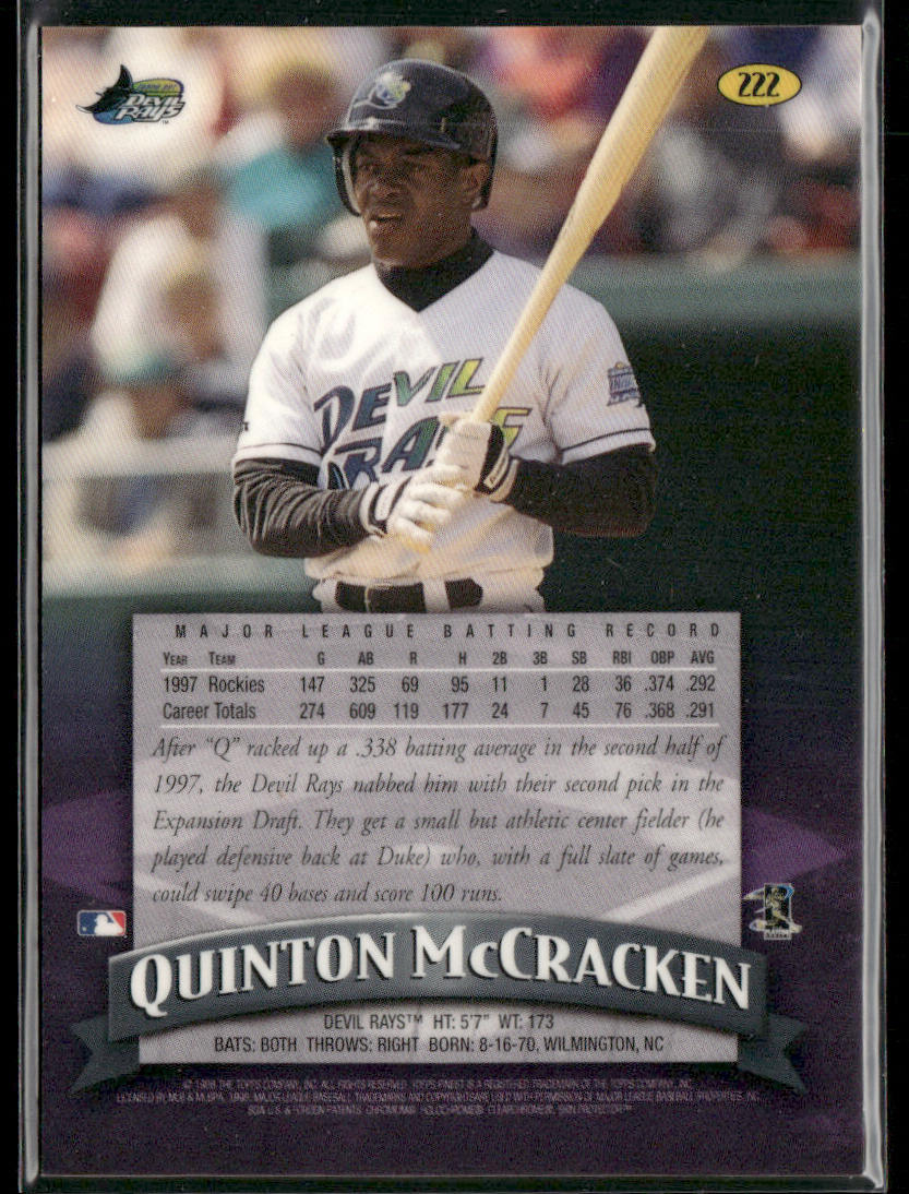 Quinton McCracken 1998 Finest #222 Tampa Bay Devil Rays