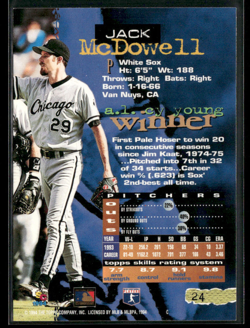 Jack McDowell 1994 Stadium Club #24 Chicago White Sox