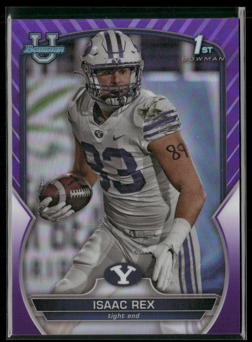 Isaac Rex 2022 Bowman University Chrome Purple Refractor #71 SN BYU Cougars