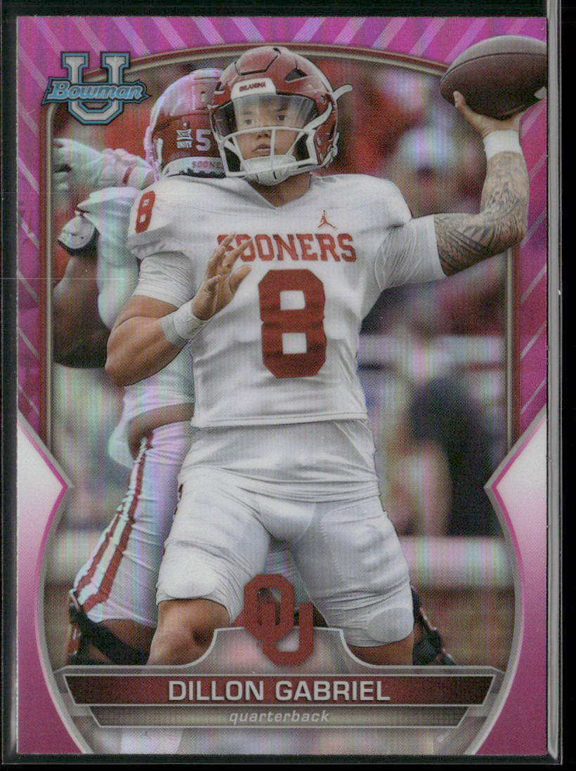 Dillon Gabriel 2022 Bowman University Chrome Pink Refractor #12 Oklahoma Sooners