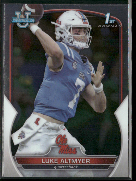 Luke Altmyer 2022 Bowman University Chrome Refractor #43 Ole Miss Rebels