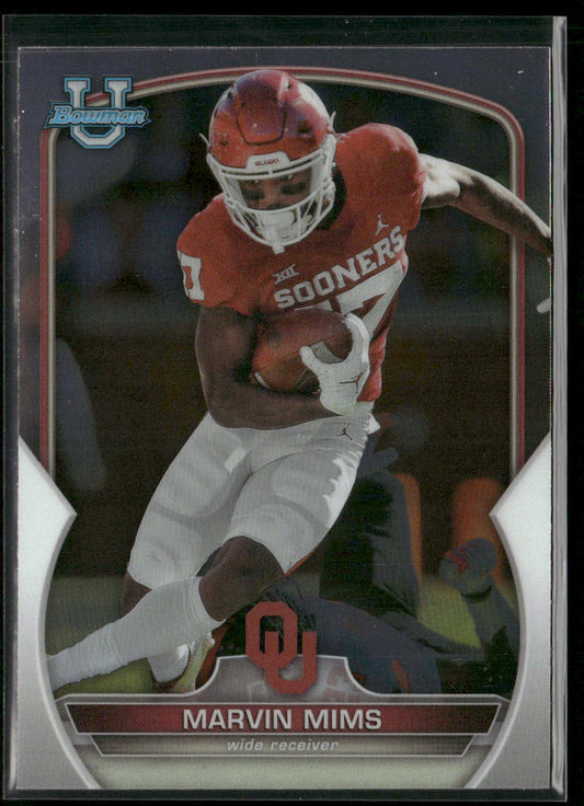 Marvin Mims 2022 Bowman University Chrome Refractor #4 Oklahoma Sooners