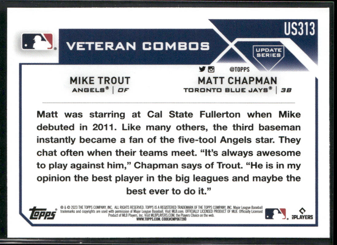 Superstar Talk (Mike Trout / Matt Chapman) VC 2023 Topps Update #US313