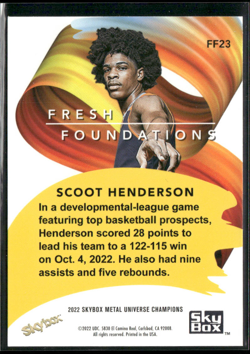 Scoot Henderson 2022 SkyBox Metal Universe Champions Fresh Foundations #FF23