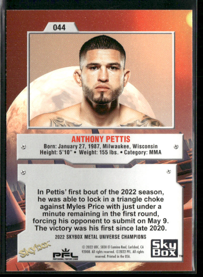Anthony Pettis 2022 SkyBox Metal Universe Champions #044 back