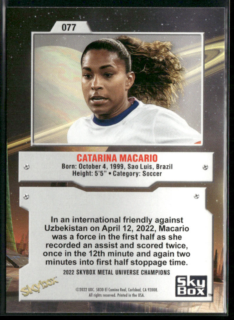 Catarina Macario 2022 SkyBox Metal Universe Champions #077 back