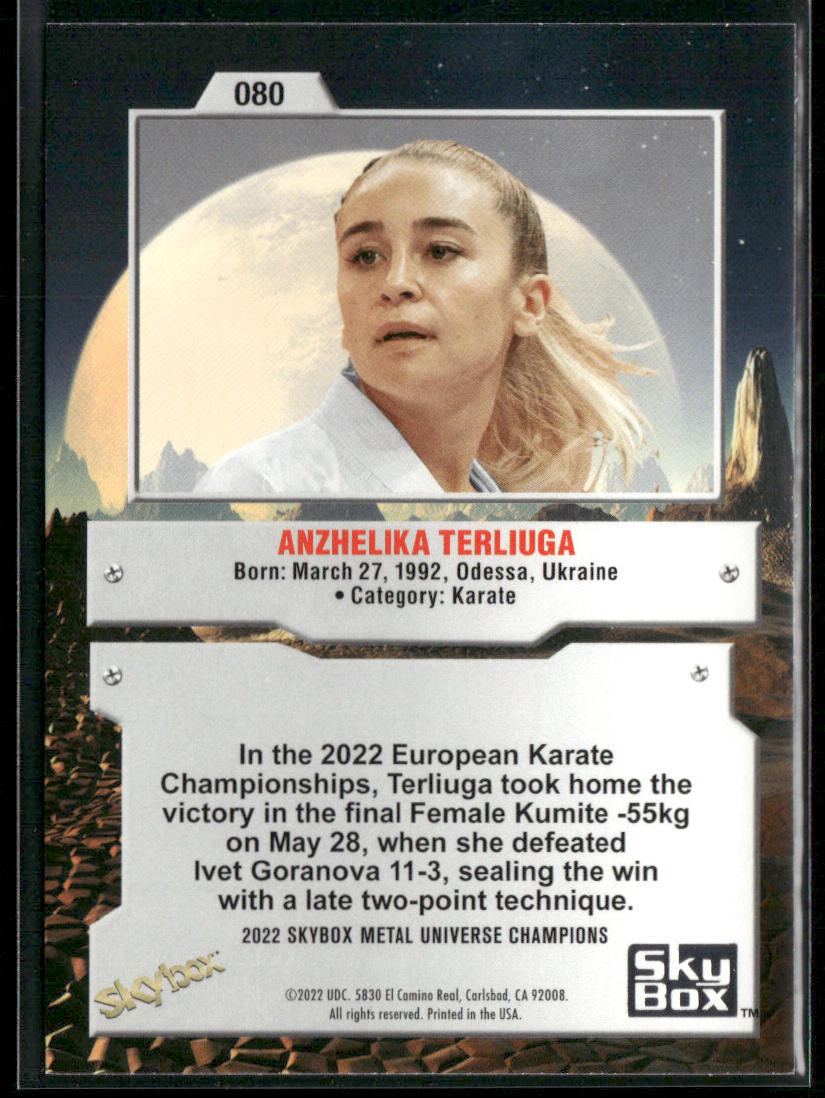 Anzhelika Terliuga 2022 SkyBox Metal Universe Champions #080 back