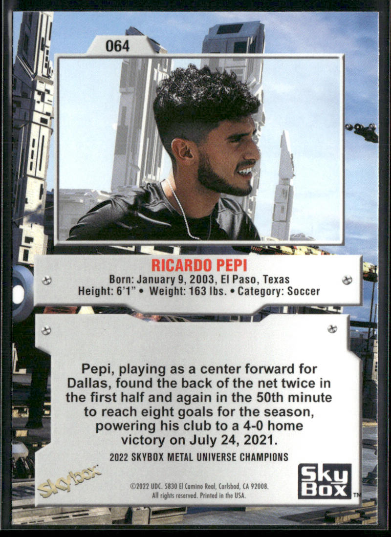 Ricardo Pepi 2022 SkyBox Metal Universe Champions #064 back