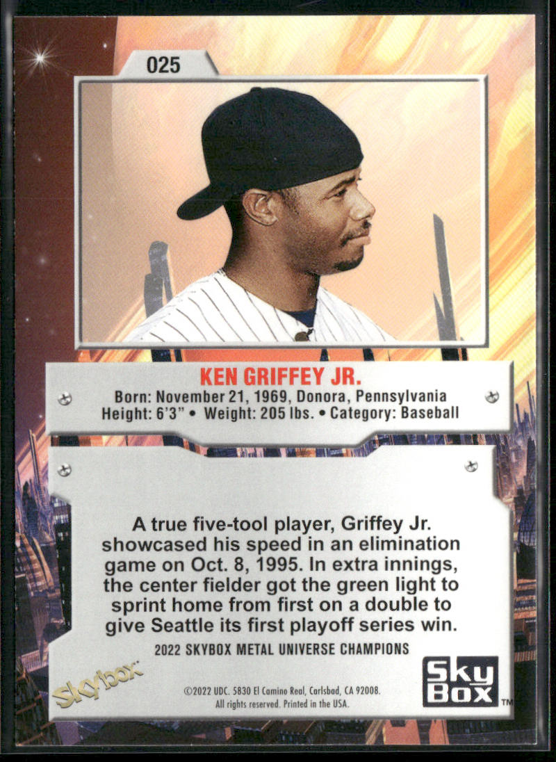 Ken Griffey Jr. 2022 SkyBox Metal Universe Champions #025 back