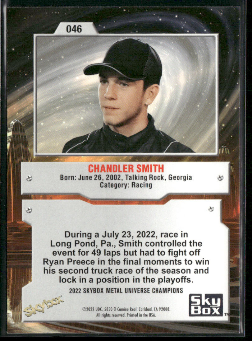 Chandler Smith 2022 SkyBox Metal Universe Champions #046 San Jose Sharks