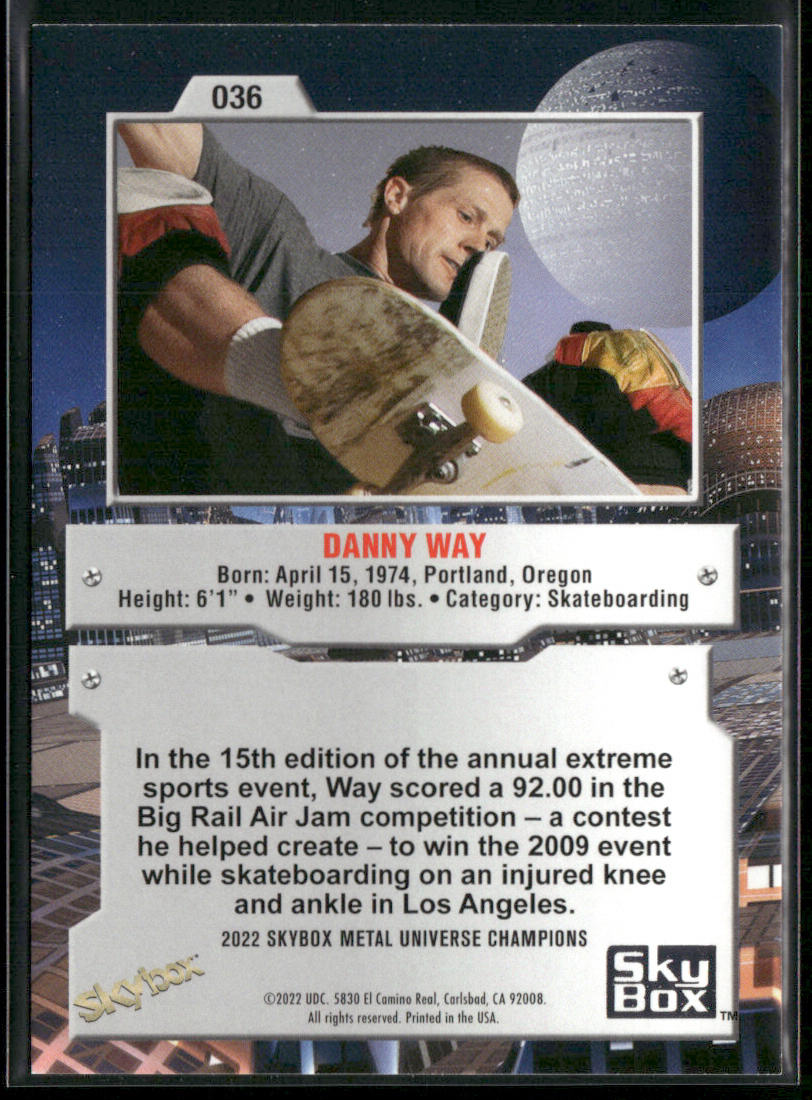 Danny Way 2022 SkyBox Metal Universe Champions Aqua #036