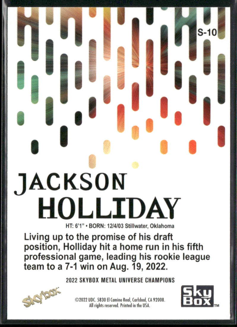 Jackson Holliday 2022 SkyBox Metal Universe Champions Skybox Premium #S-10